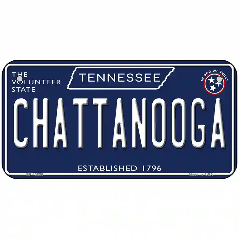 Chattanooga Tennessee Blue Novelty Metal License Plate Tag 6" x 3" (BP)