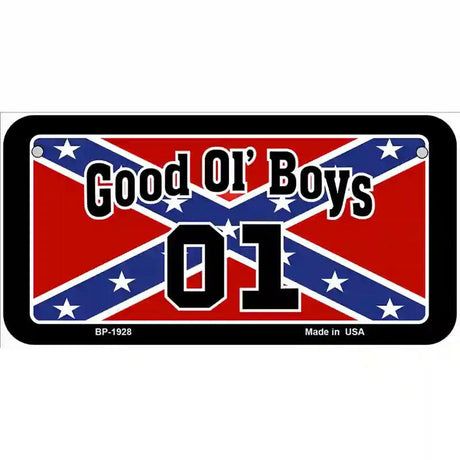 Good Ol Boys Confederate Flag Metal Novelty License Plate 6" x 3" (BP)