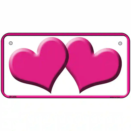 Solid Pink Centered Hearts White Novelty License Plate 6" x 3" (BP)