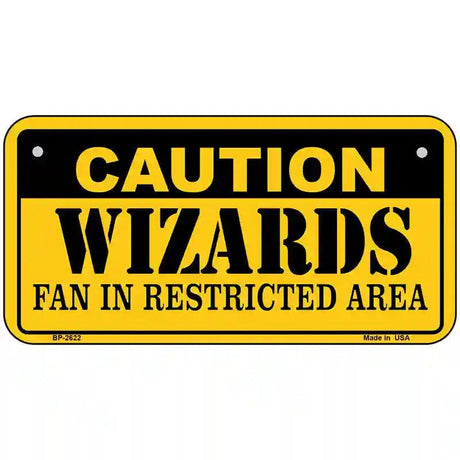 Caution Wizards Fan Metal Novelty License Plate 6" x 3" (BP)