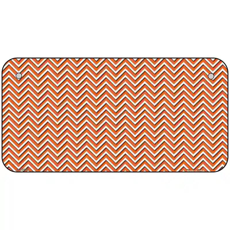 Orange White Chevron Metal Novelty License Plate 6" x 3" (BP)