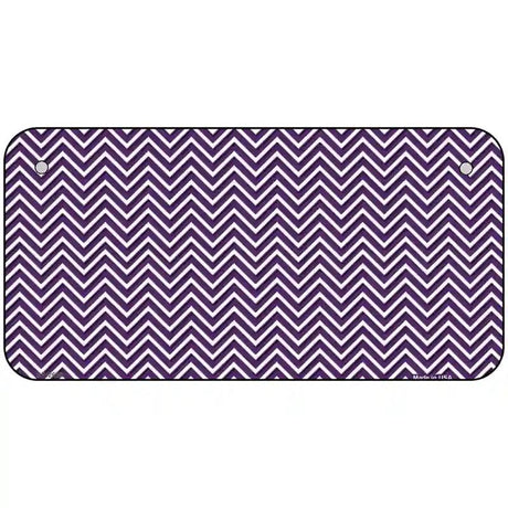 Purple White Chevron Metal Novelty License Plate 6" x 3" (BP)