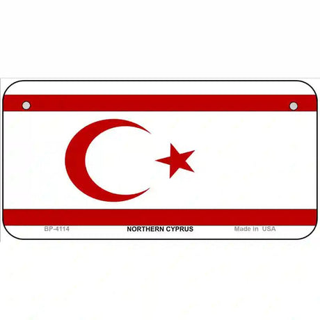 Northern Cyprus Flag Metal Novelty License Plate 6" x 3" (BP)