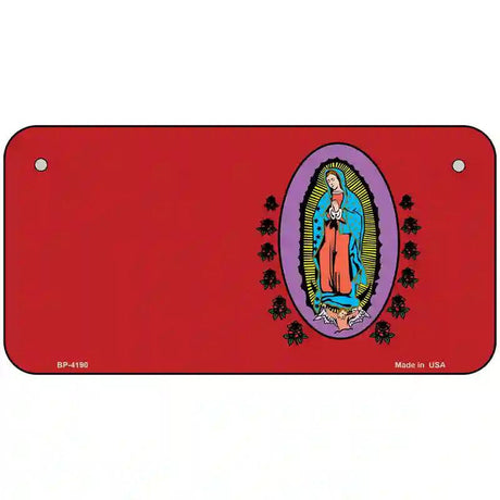 Virgin Mary Red Metal Novelty License Plate 6" x 3" (BP)