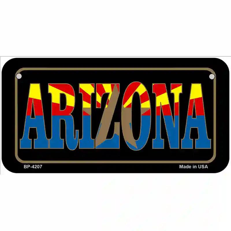 Arizona Inlayed State Flag Metal Novelty License Plate 6" x 3" (BP)