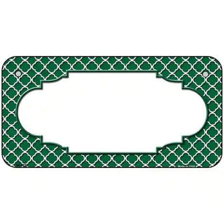 Green White Quatrefoil Center Scallop Metal Novelty License Plate 6" x 3" (BP)