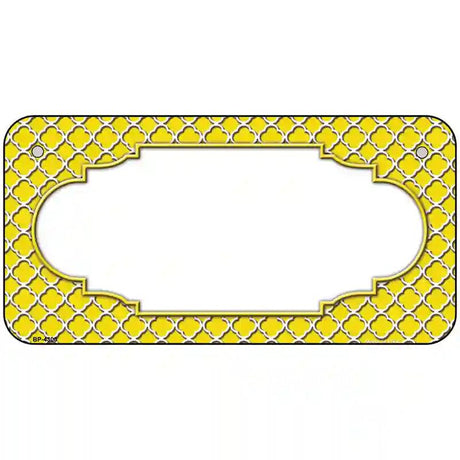 Yellow White Quatrefoil Center Scallop Metal Novelty License Plate 6" x 3" (BP)