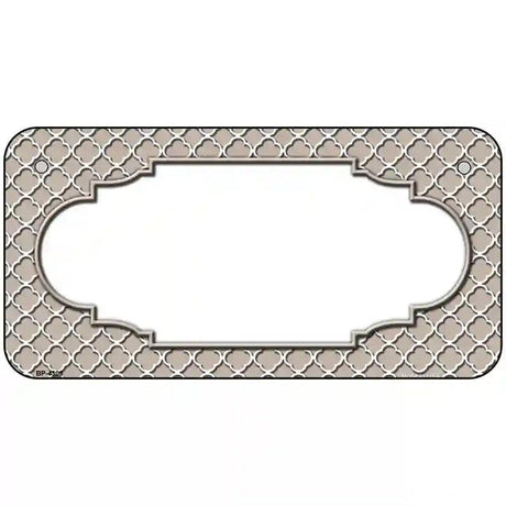 Tan White Quatrefoil Center Scallop Metal Novelty License Plate 6" x 3" (BP)