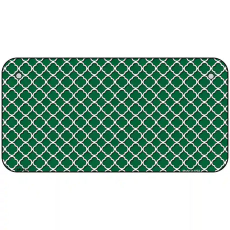 Green White Quatrefoil Metal Novelty License Plate 6" x 3" (BP)