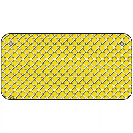 Yellow White Quatrefoil Metal Novelty License Plate 6" x 3" (BP)