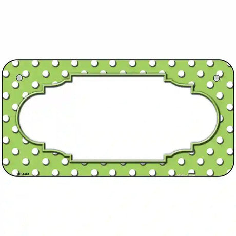 Scallop Lime Green White Polka Dot Metal Novelty License Plate 6" x 3" (BP)