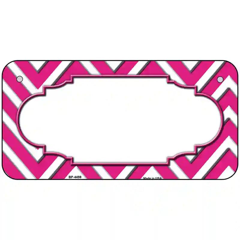 Pink White Chevon Center Scallop Metal Novelty License Plate 6" x 3" (BP)
