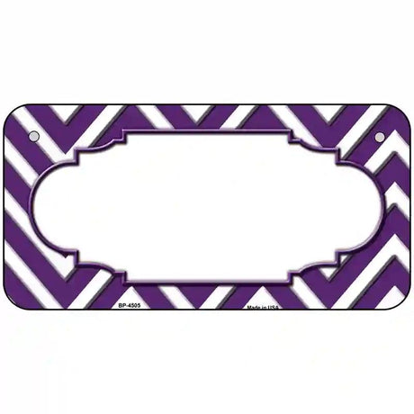 Purple White Chevron Center Scallop Metal Novelty License Plate 6" x 3" (BP)