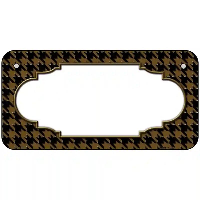 Brown Black Houndstooth Scallop Center Metal Novelty License Plate 6" x 3" (BP)