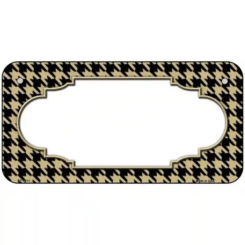 Gold Black Houndstooth Scallop Center Metal Novelty License Plate 6" x 3" (BP)