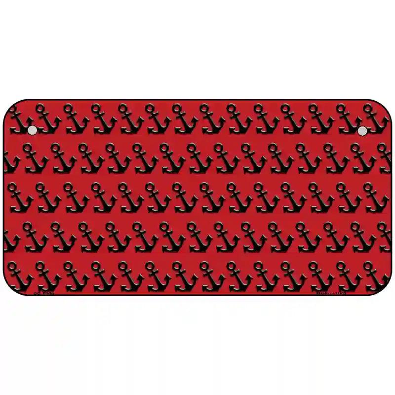 Red Black Anchor Metal Novelty License Plate 6" x 3" (BP)