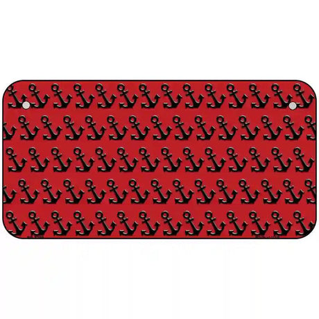 Red Black Anchor Metal Novelty License Plate 6" x 3" (BP)