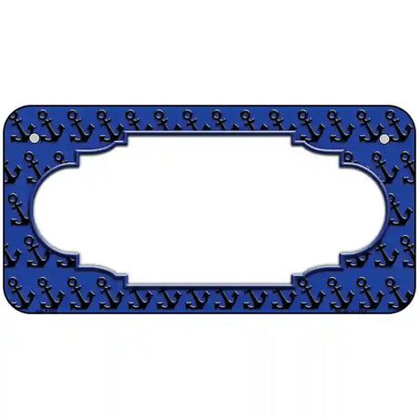 Blue Black Anchor Scallop Center Metal Novelty License Plate 6" x 3" (BP)