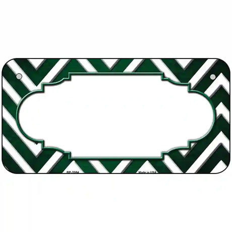 Green White Chevron Scallop Oil Rubbed Metal Novelty License Plate 6" x 3" (BP)