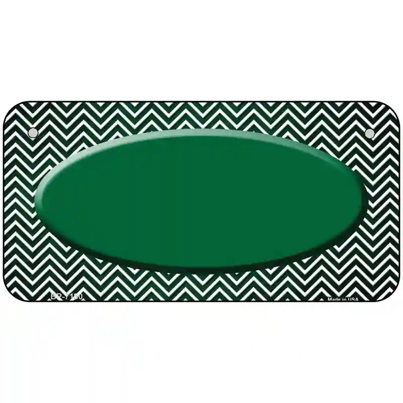 Green White Small Chevron Oval Oil Rubbed Metal Novelty License Plate 6" x 3" (BP)