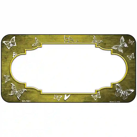 Yellow White Scallop Butterfly Oil Rubbed Metal Novelty License Plate 6" x 3" (BP)