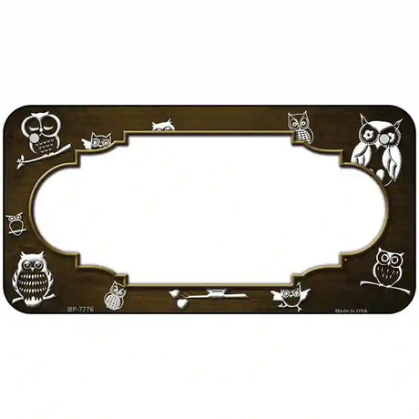 Brown White Owl Scallop Oil Rubbed Metal Novelty License Plate 6" x 3" (BP)