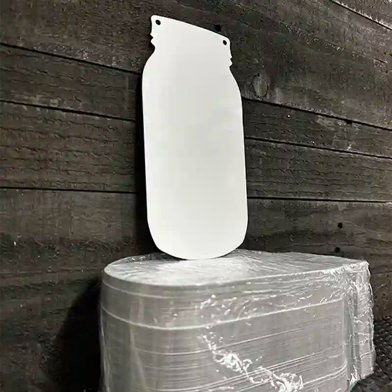 BULK-MJ-00 White Dye Sublimation 4" x 8" Novelty Metal Mason Jar Sign 100pc