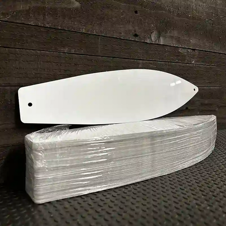 BULK-SB-000 White Dye Sublimation 17" Novelty Metal Surfboard Sign 100pc