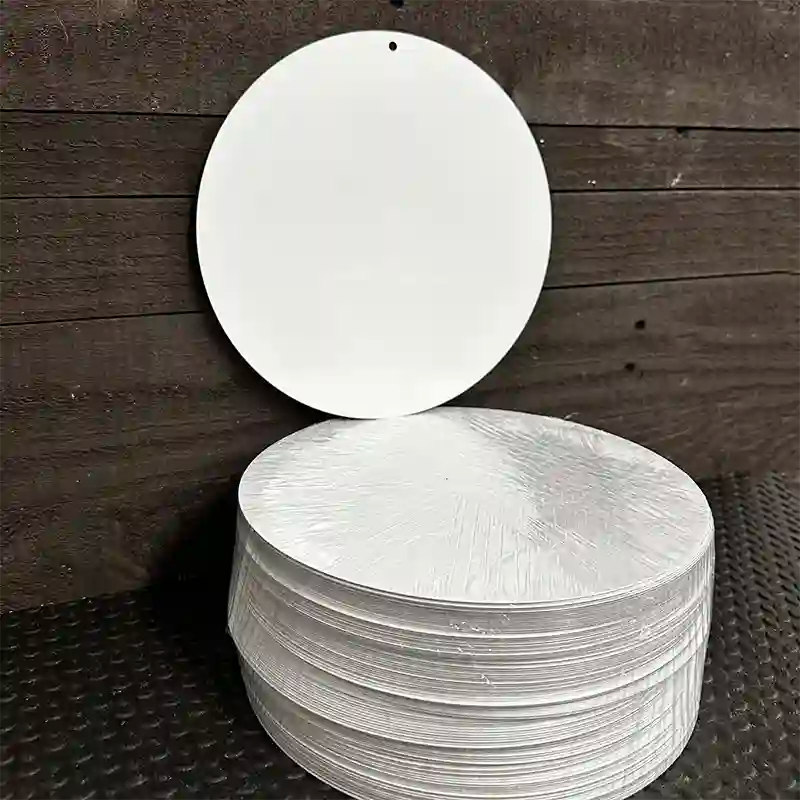 BULK-UC-000 White Dye Sublimation 8" Novelty Metal Circle Sign 100pc