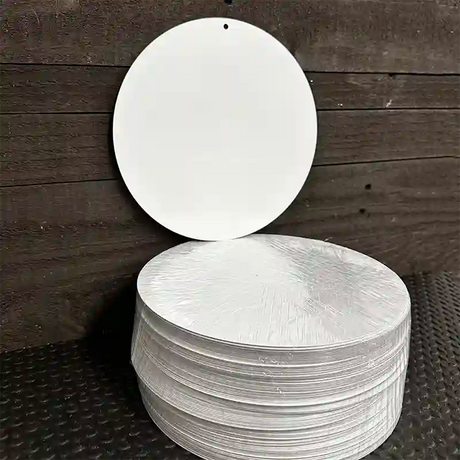 BULK-UC-000 White Dye Sublimation 8" Novelty Metal Circle Sign 100pc