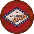 Arkansas Rusty Stamped Novelty Metal Circular Sign 12" (C)