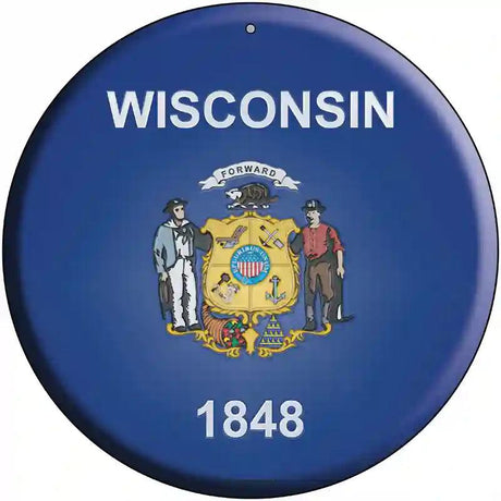 Wisconsin State Flag Metal Circular Sign 12" (C)