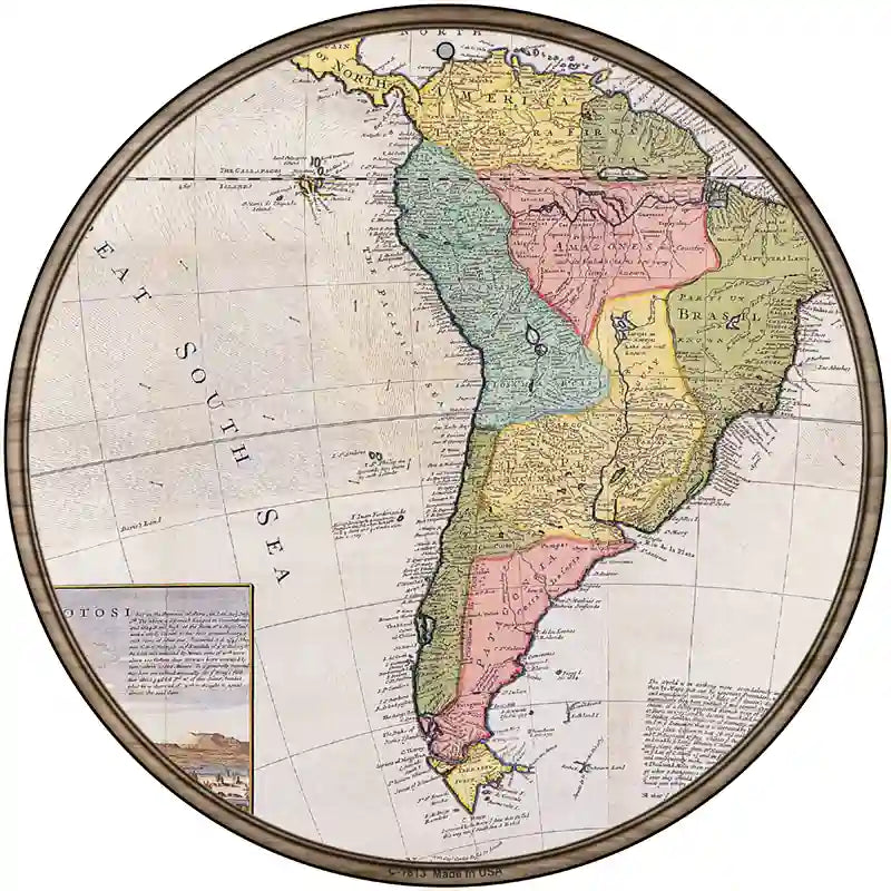 South America Map Novelty Metal Circle Sign 12" (C)