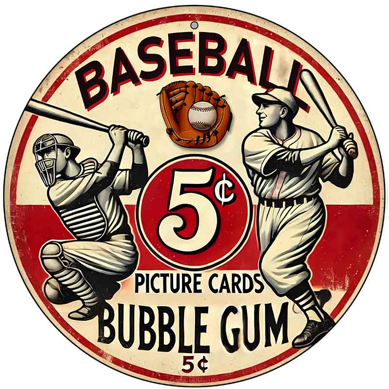 Baseball Novelty Metal Circular Sign C-2094