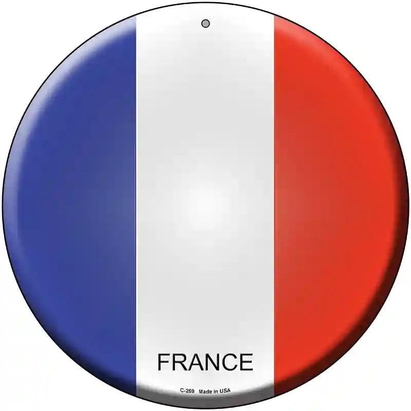 France Country Novelty Metal Circular Sign 12" (C)
