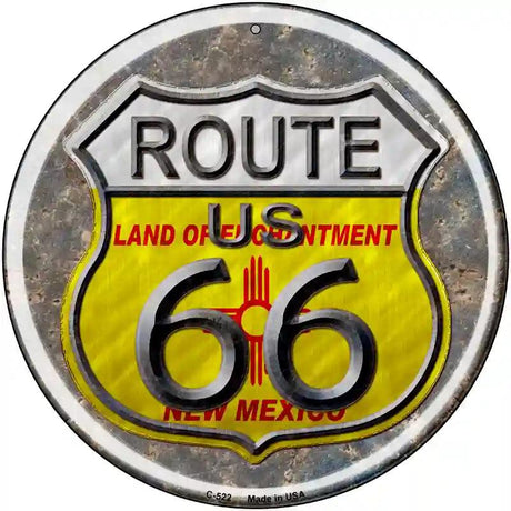 New Mexico Route 66 Novelty Metal Circular Sign 12" (C)