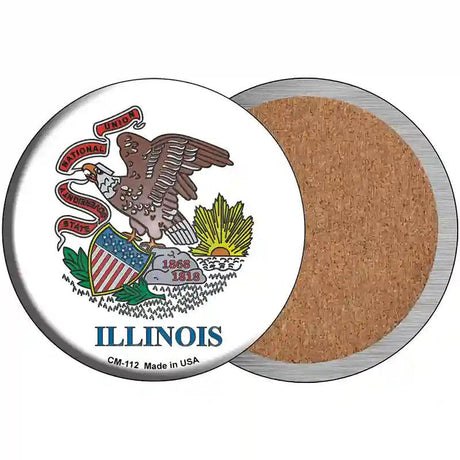Illinois State Flag Novelty Metal Circular Sign 3.5" (CC)