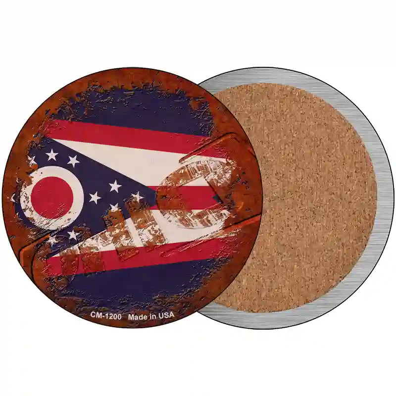 Ohio Rusty Stamped Novelty Metal Circular Sign 3.5" (CC)