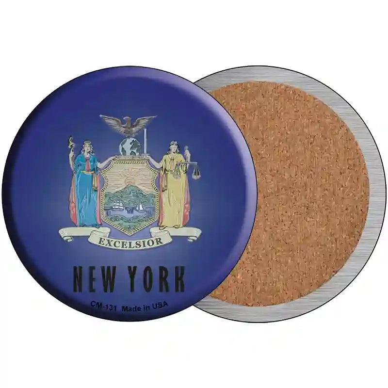 New York State Flag Metal Circular Sign 3.5" (CC)