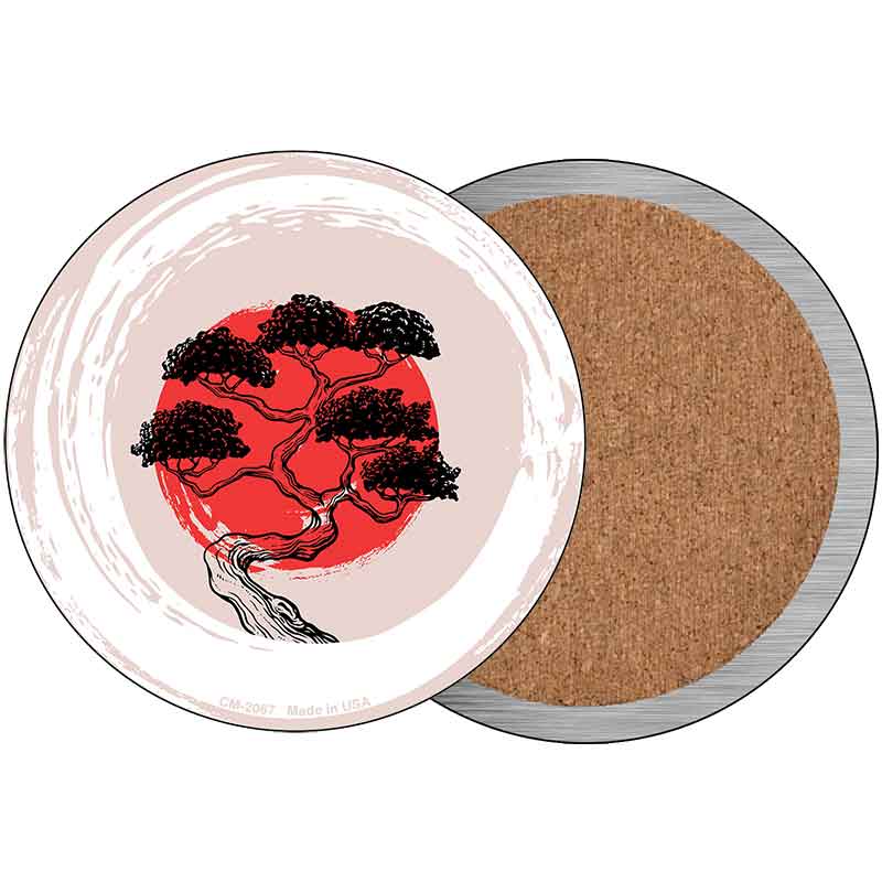 Bonsai & Rising Sun Novelty Circle Coaster Set of 4 CC-2067