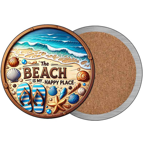 The Beach is My Happy Place Novelty Metal Circular Sign C-2069