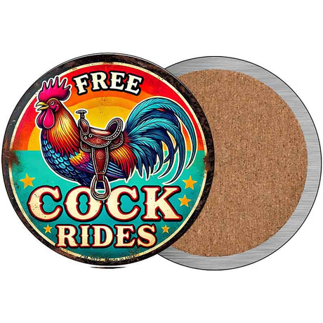 Free Cock Rides Novelty Metal Circular Sign C-2072