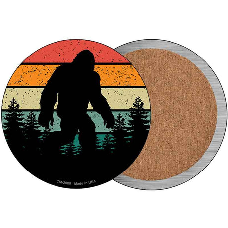 Bigfoot Silhouette Sunset Novelty Metal Circular Sign C-2080