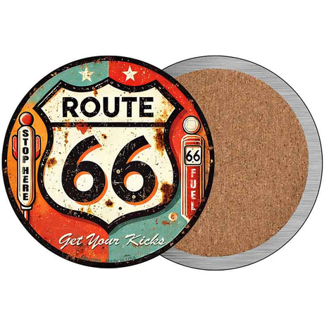 Retro Route 66 Novelty Metal Circular Sign C-2085