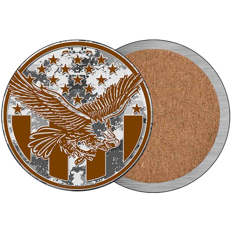 Eagle with American Flag Novelty Metal Circular Sign C-2098