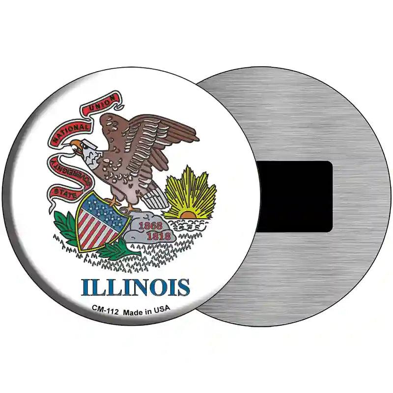 Illinois State Flag Novelty Metal Circular Sign 3.5" (CM)