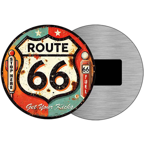 Retro Route 66 Novelty Metal Circular Sign C-2085