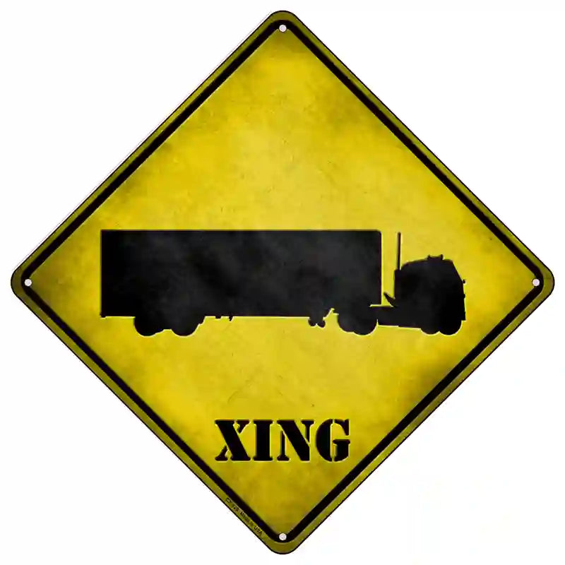Semi Truck Xing Novelty Metal Crossing Sign 16.5" (CX)