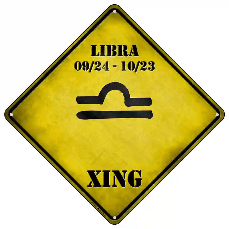 Libra Zodiac Symbol Xing Novelty Metal Crossing Sign 16.5" (CX)