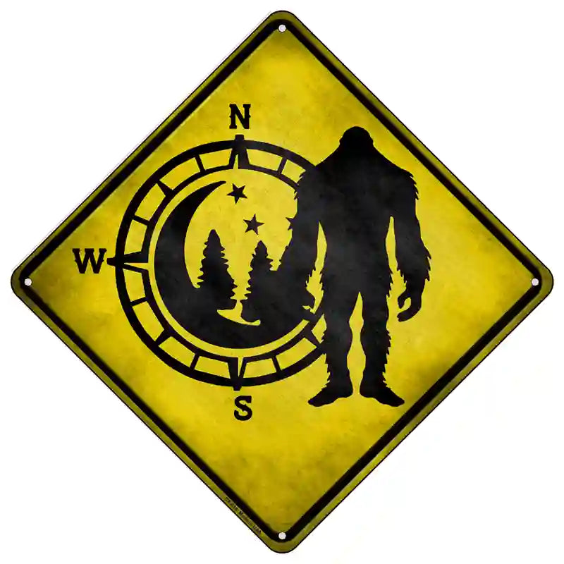 Bigfoot Wilderness Compass Novelty Metal Crossing Sign 16.5" (CX)
